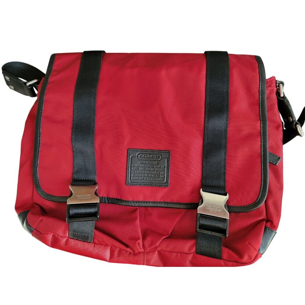 Coach Red Nylon & Leather Messenger Bag - Picture 1 of 15